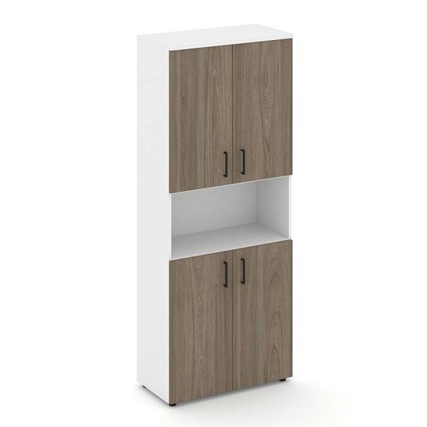 Style Project Шкаф высокий широкий SN.STS.E-107 Белый/Белый/Вяз Благородный/Черный Ручки 796*400*198 - Вид 1