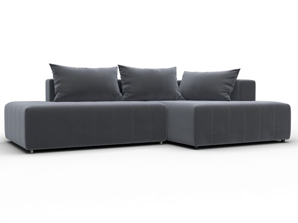 Диван угловой Лига-103 НПБ угол правый Велюр серый - Вид 1