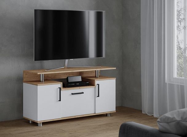 Тумба ТВ 003 (С) (660х1200х380) дуб крафт золотой/белый - Вид 1