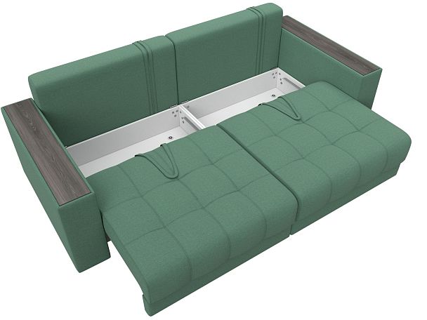 Диван прямой с декором Лига-049 НПБ Рогожка зеленый - Вид 8