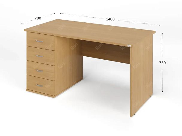 ЛАЙТ / LIGHT RLG008-14x7L Однотумбовый стол 140x70x75 Бук - Вид 3