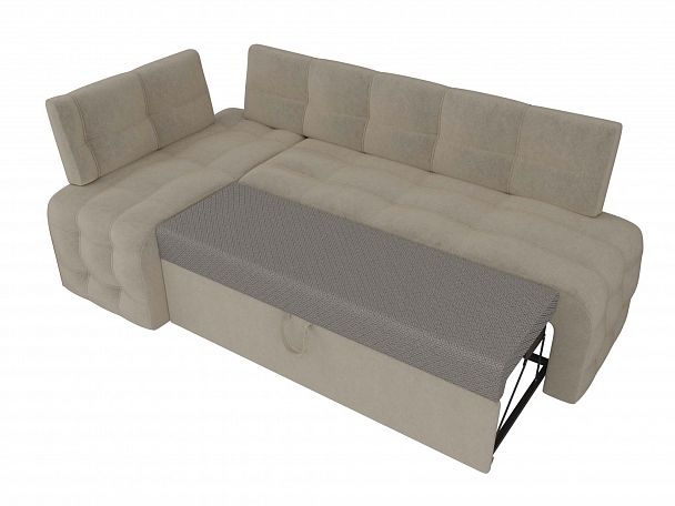 Кухонный угловой диван Люксор левый (полностью микровельвет бежевый) - Вид 5