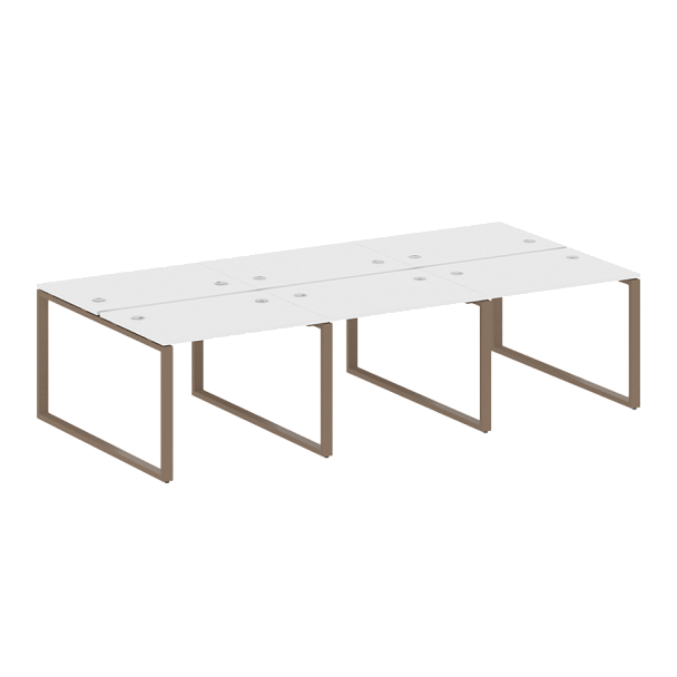 Metal System Р. ст. на 6 раб. места на О-образном м/к БО.СМ-6.1 Белый/Мокко металл 3000*1475*750 - Вид 1