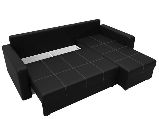 Диван угловой Ливерпуль Лайт правый угол Экокожа черный - Вид 7