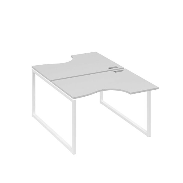 Рабочая станция столы Классика QUATTRO (2х120) A4 А4 Б4 183 БП серый / металлокаркас белый - Вид 1