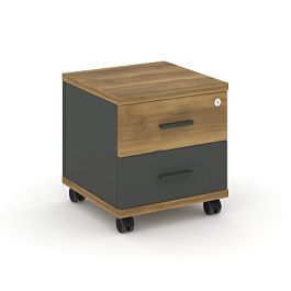 Concept Тумба мобильная 2 ящ. CN.TUM-001 A Сандал Янтарный/Антрацит/Металл Антрацит 420*420*448 - Фото предпросмотра