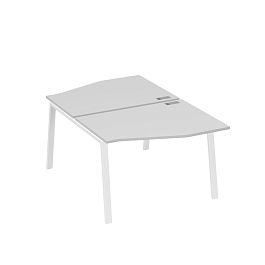 Рабочая станция со столами Техно на металлокаркасе TRE (2х120) A4 А4 Б3 189  БП серый / металлокаркас белый - Фото предпросмотра