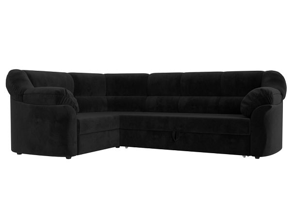 Диван угловой Карнелла левый (полностью велюр черный) - Вид 1