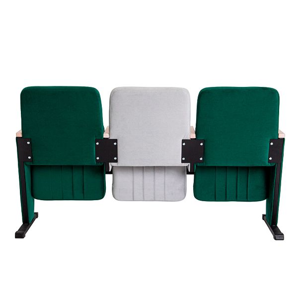 Театральная секция трехместная, велюр Remy 81+Remy 69, бук морилка белая - Вид 9