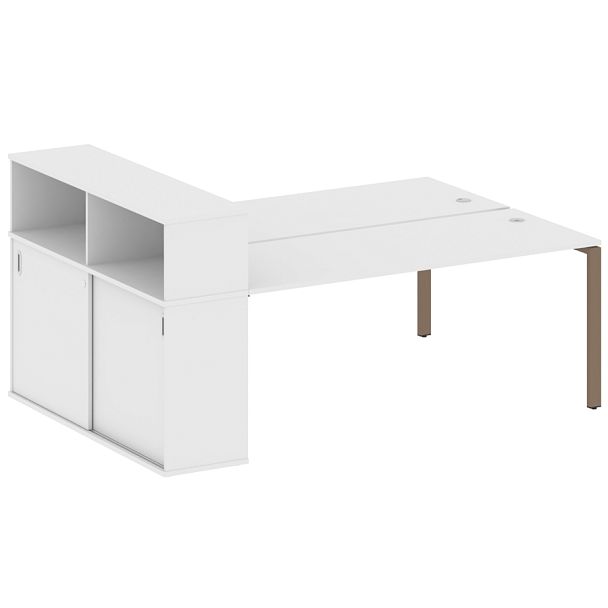 Metal System Р. ст. с шкафом-купе на П-образном м/к БП.РС-СШК-2.5 Т Белый/Мокко металл 2210*1475*1098 - Вид 1