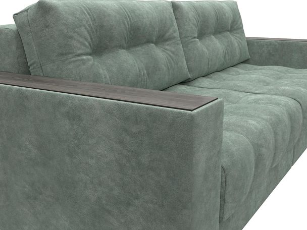Диван прямой с декором Лига-049 НПБ Велюр зеленый - Вид 4