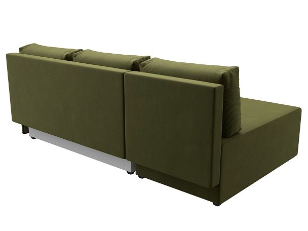 Угловой диван Поло левый (полностью микровельвет зеленый) - Вид 6