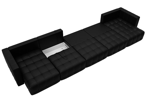Диван П-образный Лига-052 НПБ МегаЛонг Экокожа черный - Вид 9