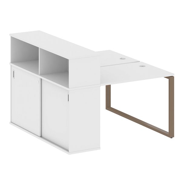 Metal System Р. ст. с шкафом-купе на О-образном м/к БО.РС-СШК-2.1 Т Белый/Мокко металл 1410*1475*1098 - Вид 1