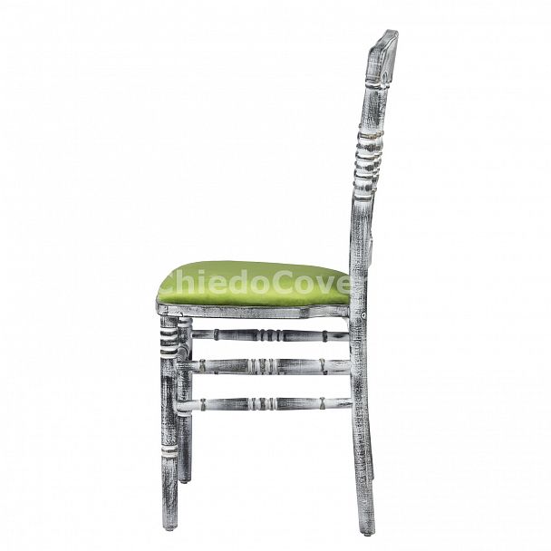 Стул Наполеон, патина белая, с оливковой подушкой - Вид 3