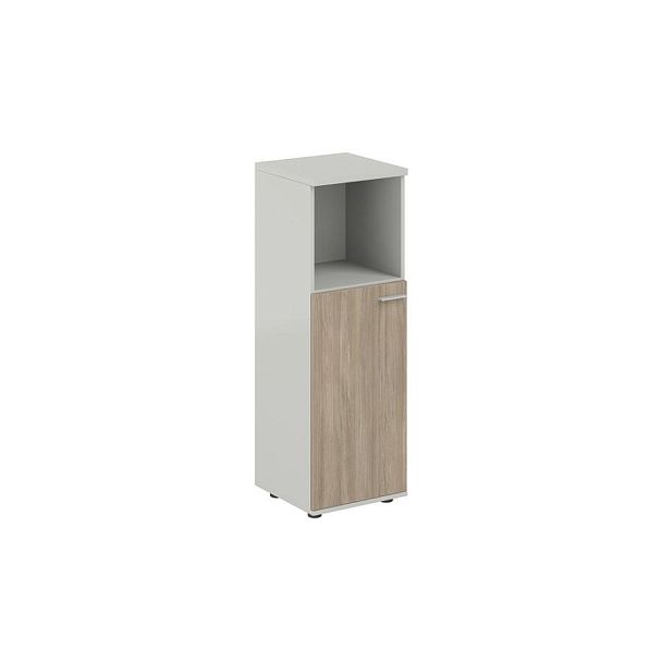 Шкаф средний с нишей 400х400х1200, 1 дв., з.ст HDF, левый / корпус: серый бархат; фасад: дуб темный Сигма / Sigma - Вид 1