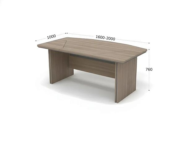 БЕРЛИН / BERLIN Стол руководителя прямой составной 1800х1000х760 Шорвуд/Серый - Вид 2