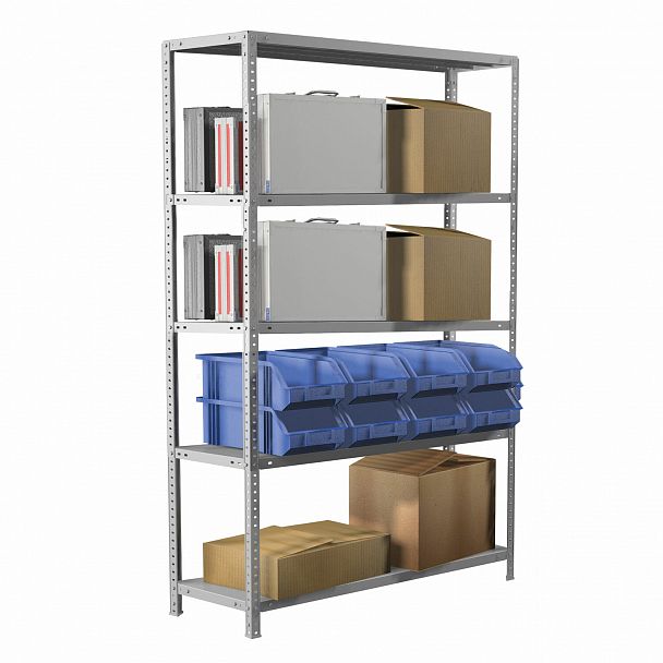 Стеллаж металлический BRABIX "MS Plus-200/50-5", 2000х1000х500 мм, 5 полок, регулируемые опоры, 291110, S241BR165502 - Вид 4