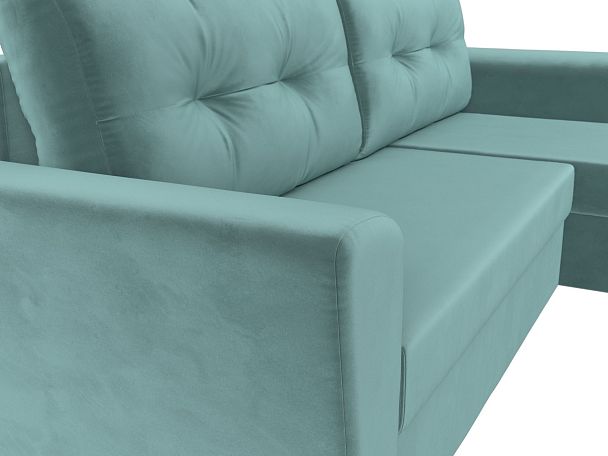 Угловой диван Амстердам Лайт правый (полностью Велюр бирюзовый) - Вид 4