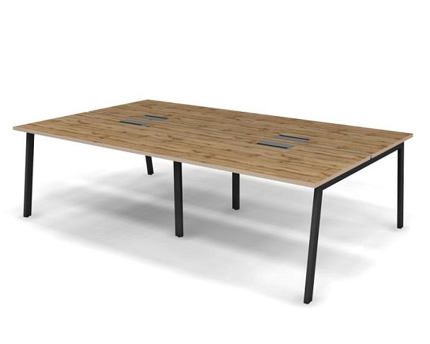 MATRIX 121S403-A Стол прямой двойной бенч, пров. Merida (А-опоры) 2760х1590х775 Дуб Крафт/Темно-серы - Вид 1