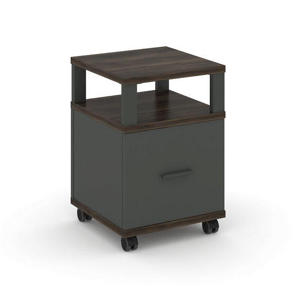 Concept Тумба мобильная 1 распаш. фасад с надставкой CN.TUM-008 A Дуб Мали/Антрацит/Металл Антрацит 420*420*615 - Вид 1