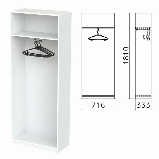 Шкаф (каркас) для одежды "Бюджет", 716х333х1810 мм, белый, 402878-290 - Вид 2