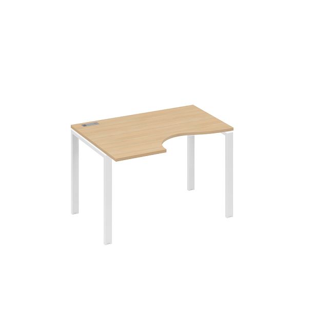Стол эргономичный левый "Классика" на металлокаркасе UNO A4 А4 Б1 041 БП натуральный дуб / металлокаркас белый - Вид 1