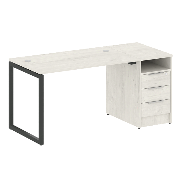 Metal System Quattro Р. ст. с тумбой на О-образном м/к 40БО.РС-СТП-1.2 Дуб наварра/Антрацит металл 1612*720*750 - Вид 1