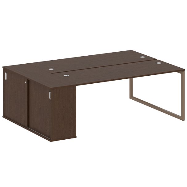 Metal System Quattro Р. ст. с шкафом-купе на О-образном м/к 40БО.РС-СШК-1.5 Т Венге/Мокко металл 2210*1475*750 - Вид 1