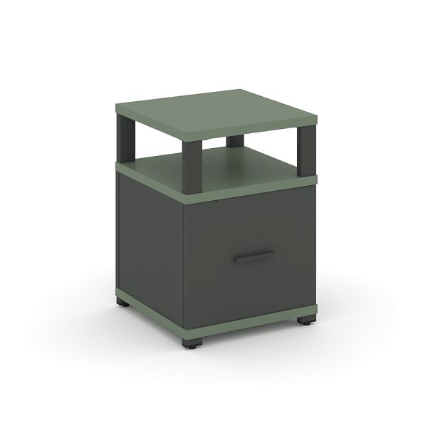 Concept Тумба приставная 1 распаш. фасад с надставкой CN.TUP-006 W Кобо/Антрацит/Металл Антрацит 420*420*750 - Вид 1