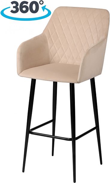 Барное поворотное кресло Барли К, Confetti cream/черный - Вид 1