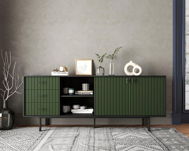 Комод с дверками и нишей Emerson арт EM15/green/L - Вид 5