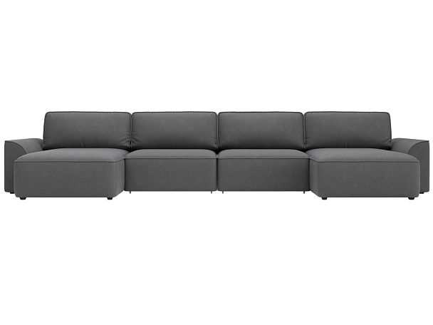 Диван п-образный Лига-048 НПБ лонг Замша серый - Вид 2