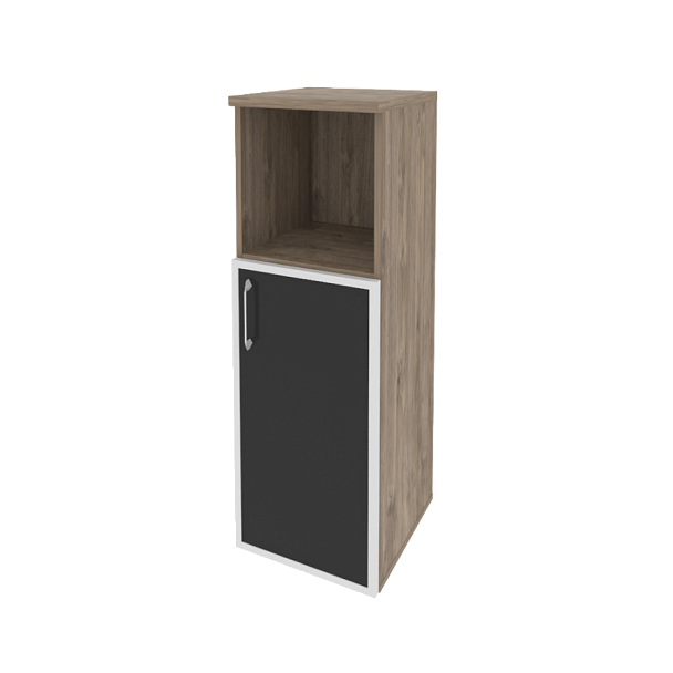 Onix Шкаф средний узкий правый O.SU-2.2 R (R) black Тиквуд темный/Стекло black 400*420*1207 - Вид 1