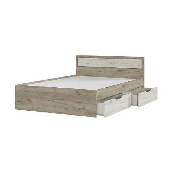 ГАРМОНИЯ КР 605 кровать с ящиками (1,452х0,78х2,032) дуб крафт белый/дуб крафт серый - Вид 2