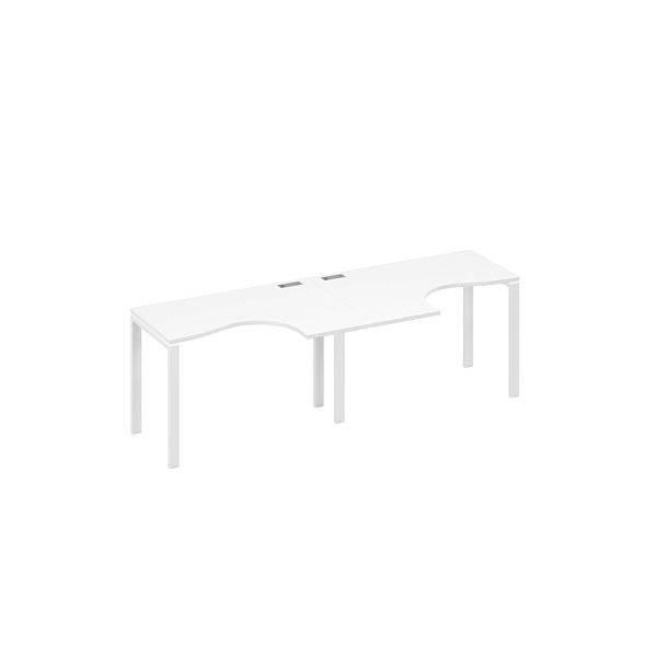 Рабочая станция UNO (2х120) столы Классика эргономичные A4 А4 Б1 031-2 БП белый премиум / металлокаркас белый - Вид 1