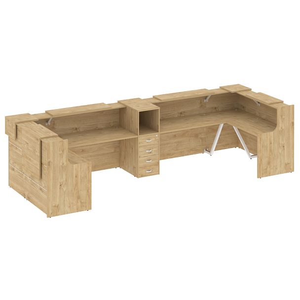 Ресепшн П-образный "Onix" O.R-K-37 тиквуд светлый/белый - Вид 1