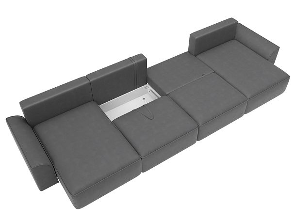 Диван п-образный Лига-048 НПБ лонг Замша серый - Вид 8