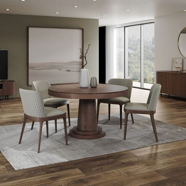 Стол круглый обеденный Bilbo (110+40) шпон - Вид 5