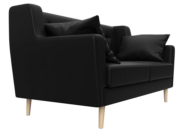 Прямой диван Брайтон 2 (полностью экокожа черная) - Вид 3