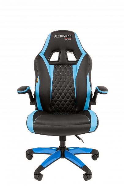 Кресло компьютерное СН GAME 15, экокожа, черное/голубое, 7022779 - Вид 3