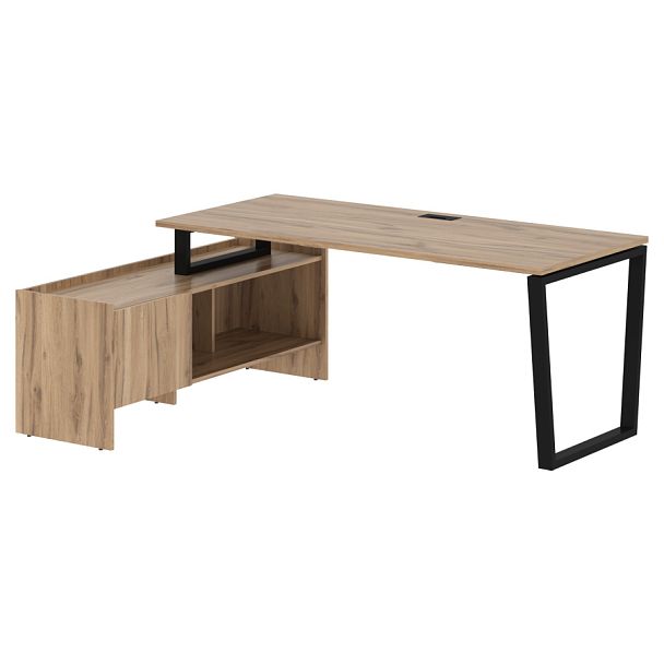 Стол с тумбой EVCT 19814 Дуб Денвер светлый/Черный 1960х1400х750 EDIS - Вид 1