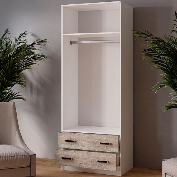 Шкаф комбинированный Лагуна-08 С/З  (800*2100*510) белый/дуб юкон - Вид 2