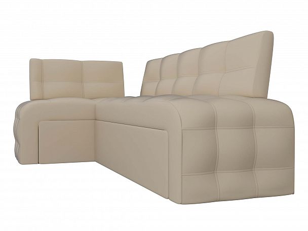 Кухонный угловой диван Люксор левый (полностью экокожа бежевая) - Вид 3