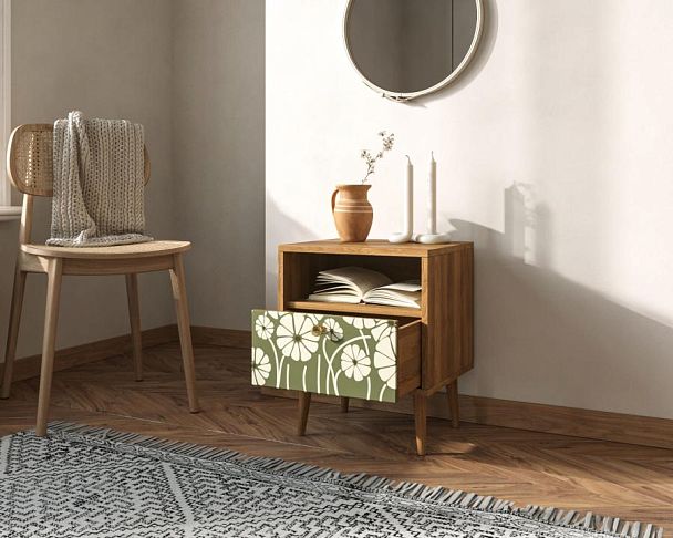 Тумбочка Berber с одним ящиком 53 принт арт BB06/Print_53, разноцветная - Вид 2