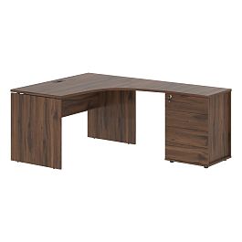 Стол эргономичный с тумбой EDCET 1318(R) Дуб Денвер тёмный/Мокко 1360х1880х750 EDIS - Фото предпросмотра