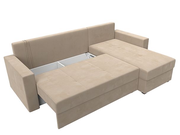 Диван угловой Верона Лайт угол правый (полностью велюр бежевый) - Вид 8