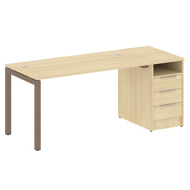 Metal System Quattro Р. ст. с тумбой на П-образном м/к 50БП.РС-СТП-1.3 Акация/Мокко металл 1812*720*750 - Вид 1