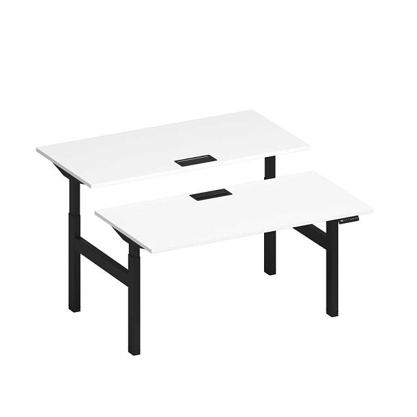Рабочая станция на электроприводе с заглушками Elevo А2 ЧР 103 БП белый премиум / черный гладкий - Вид 1