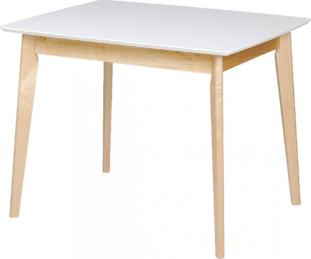 Обеденная группа стол раздвижной Норден 100 Белый/Натуральный и 4 стула Мэти Натуральный/Серый велюр - Вид 4